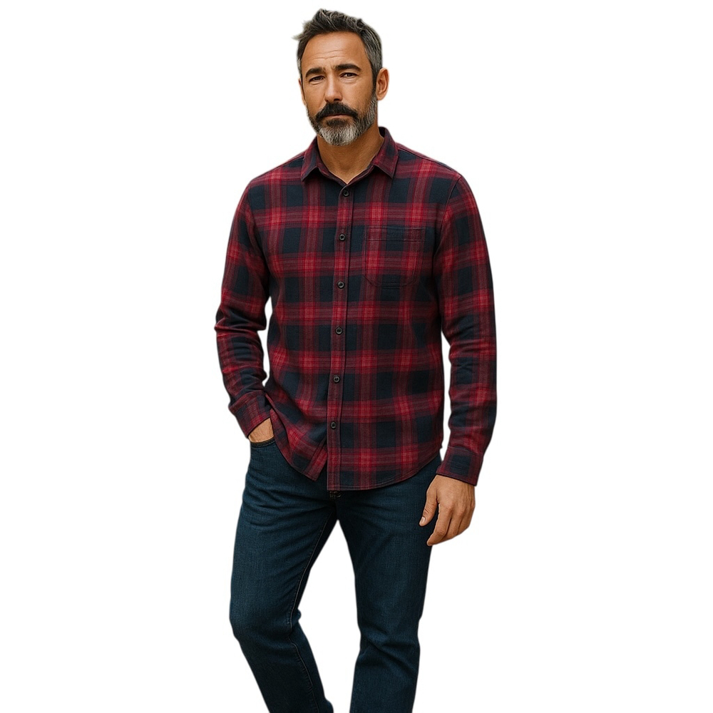 Forever 21 Mens Red Plaid Flannel Long Sleeve Button Up Shirt Large